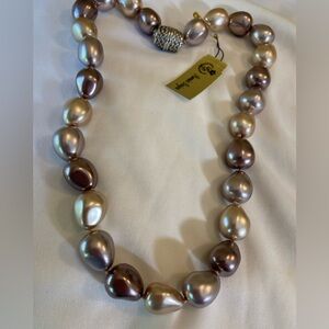 Premier Designs Hand Knotted Chinky Glass Faux Pearls Necklace